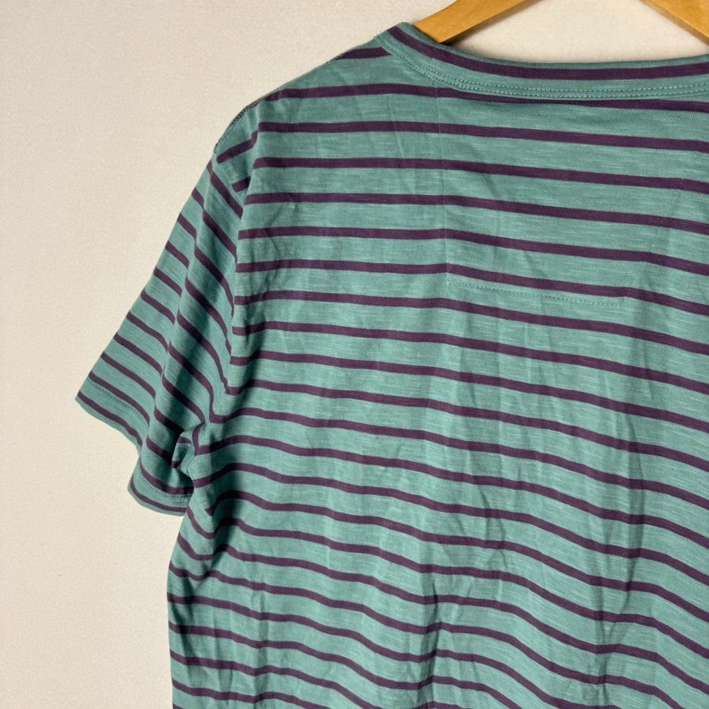 Nautica Jeans Co Mens Striped Crewneck T-Shirt Dusty Turquoise Purple K45510 S